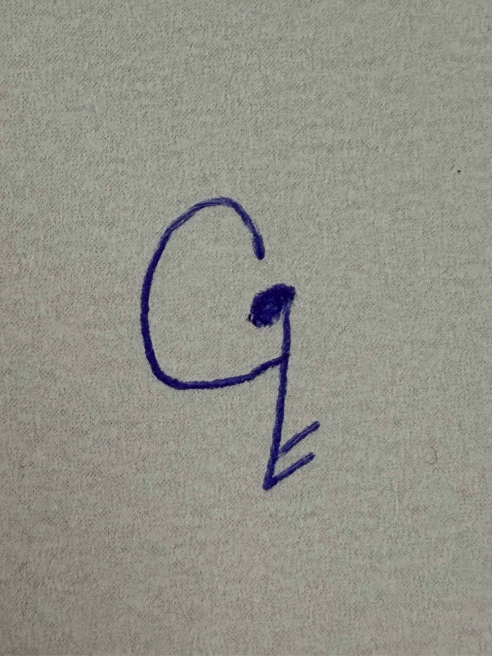 Gary Whitworth Brower’s hand-drawn G initial shaped like a musical note