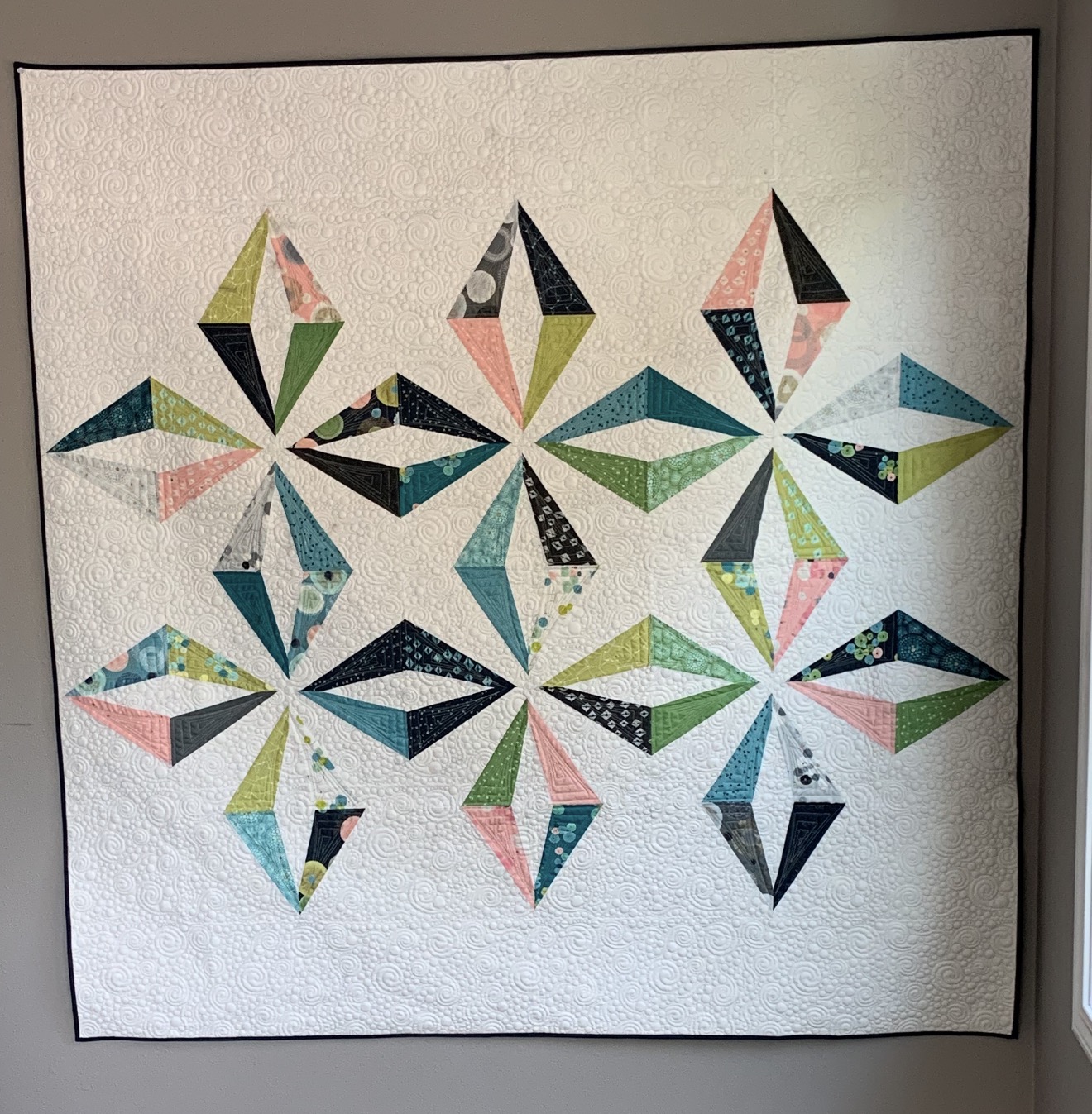 Michele’s modern geometric Zen Chic quilt displayed at the 2026 Blaine County Fair