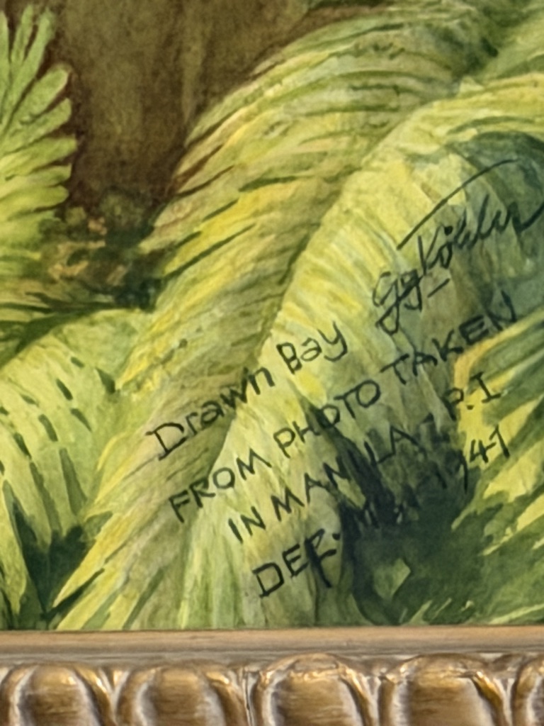 Close-up of Jo Kotula signature and Manila December 1941 inscription