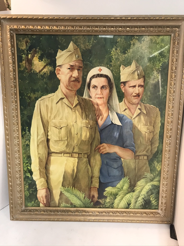 Signed Jo Kotula portrait of two military men and a nurse