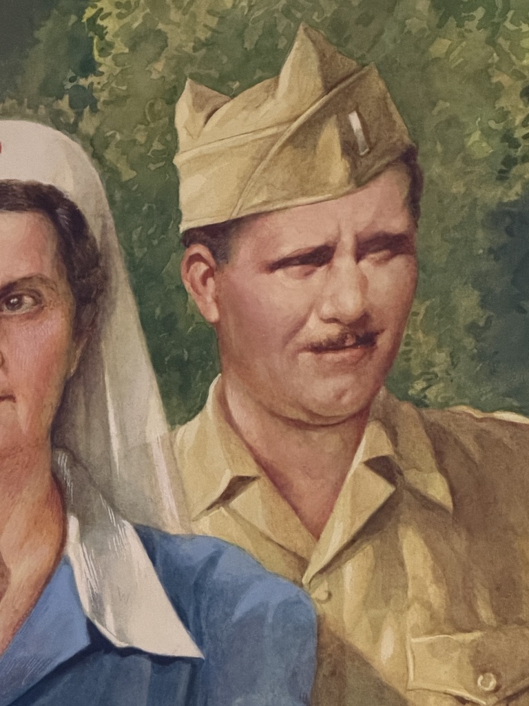 Close portrait detail of the younger military man