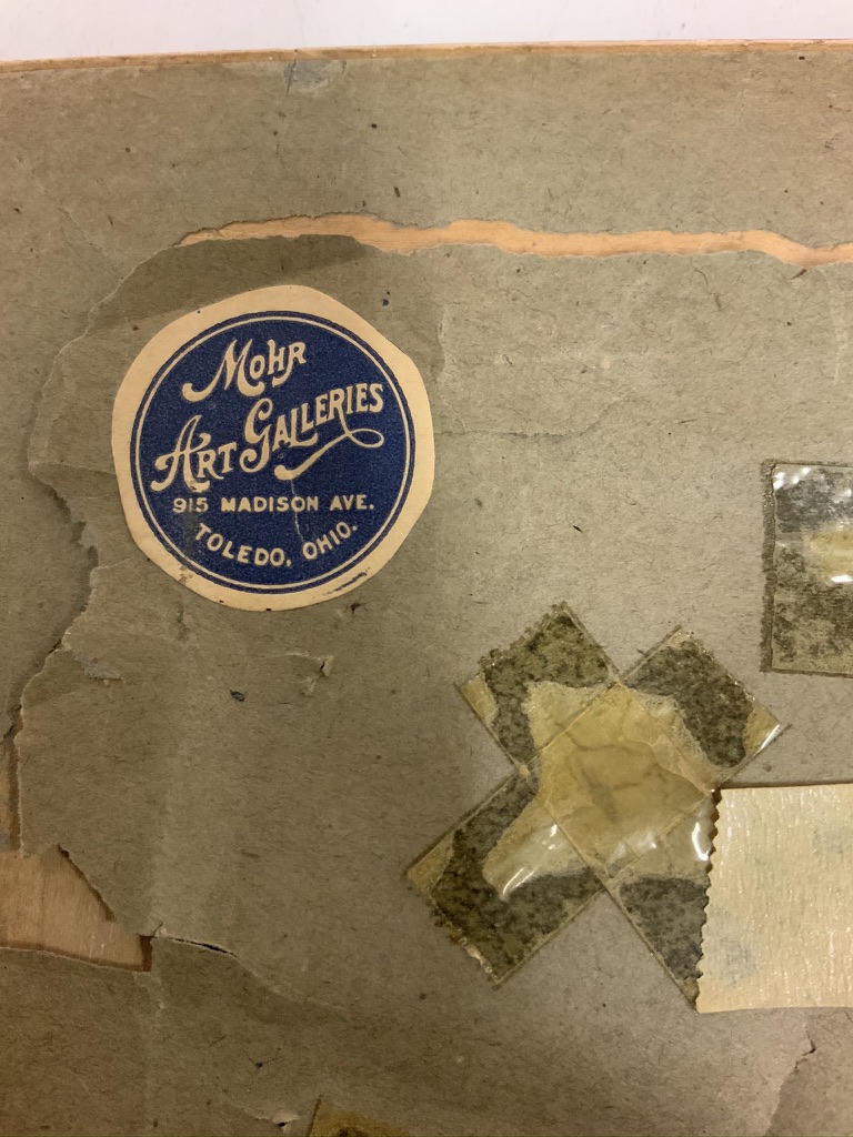 Mohr Art Galleries Toledo Ohio label on old backing