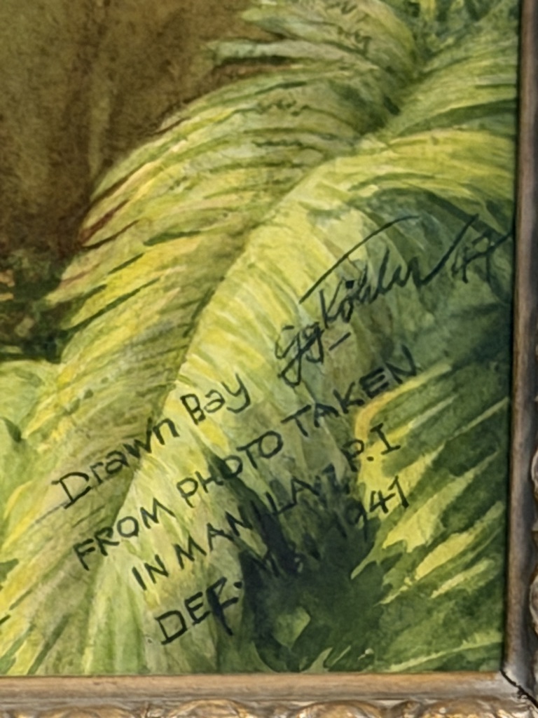 Detailed view of inscription reading from photo taken in Manila P.I. Dec 41