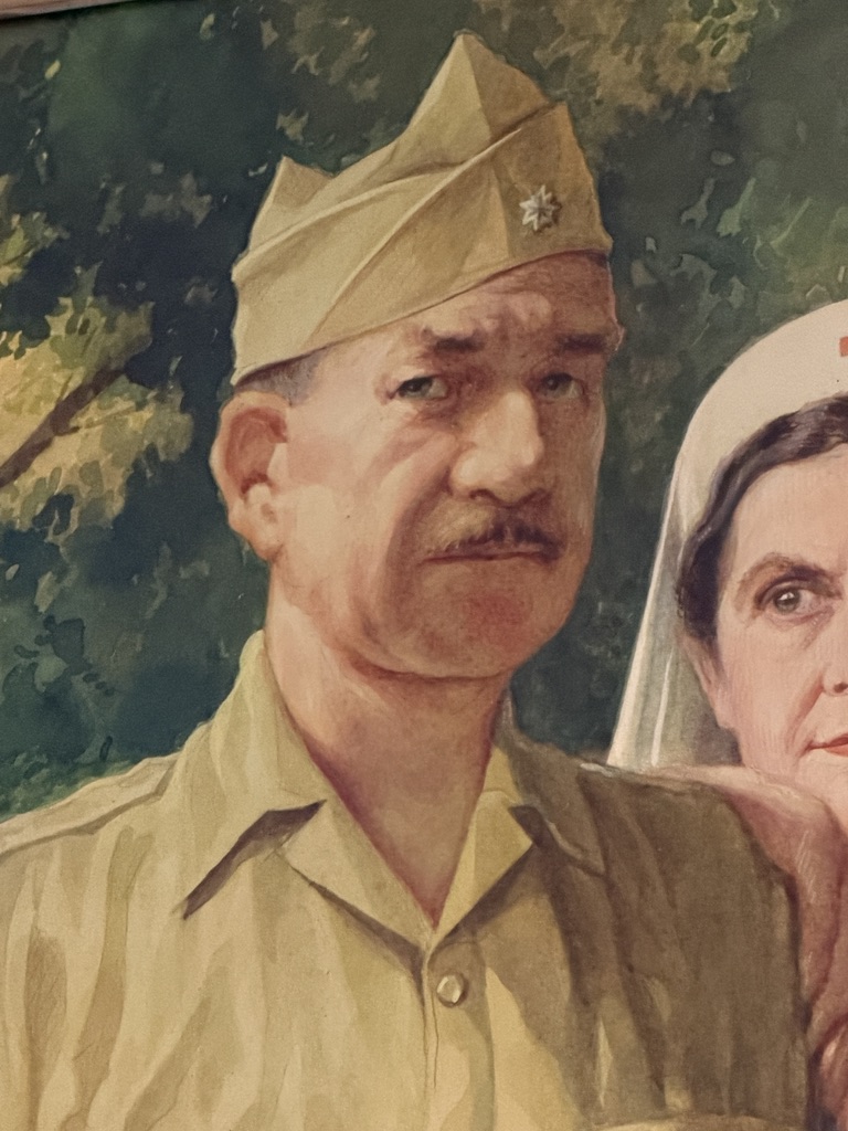 Close portrait detail of the older military officer