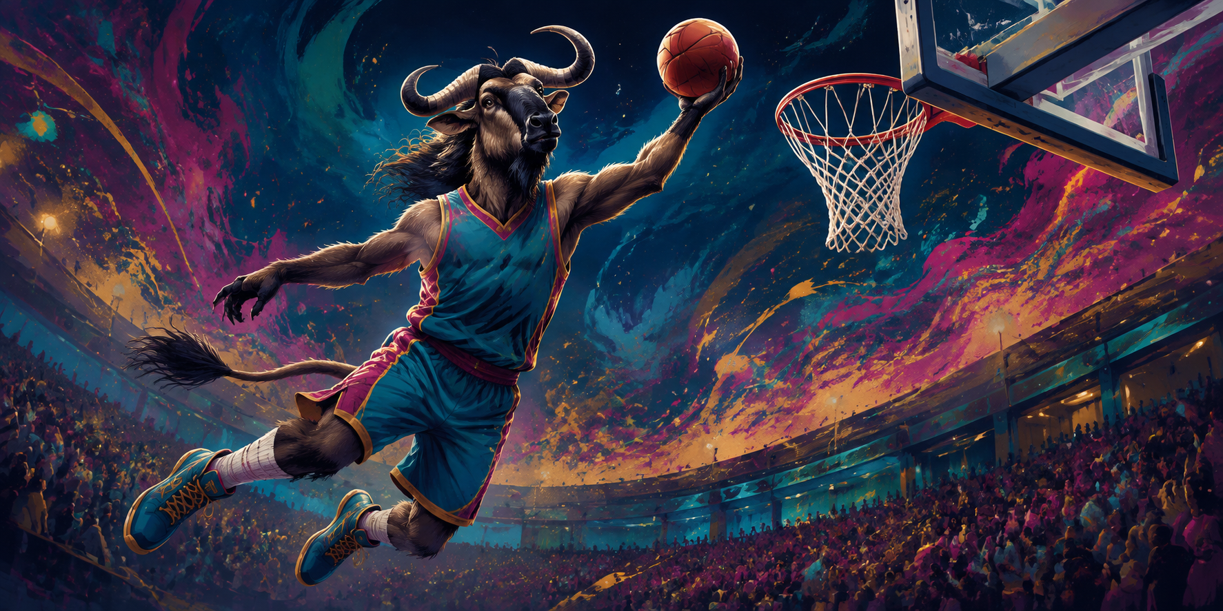 Original GNU artwork for Gnu Basketball Cards