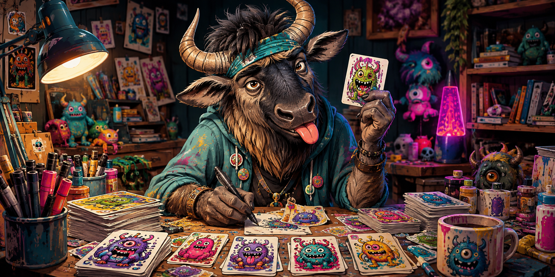 Original GNU artwork for Gnu Garbage Pail Kids