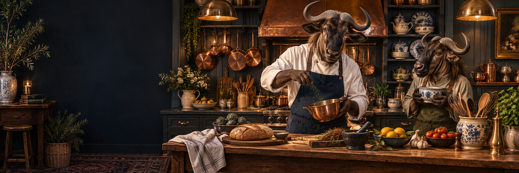 Decorative gnu illustration for Kitchen Gnu