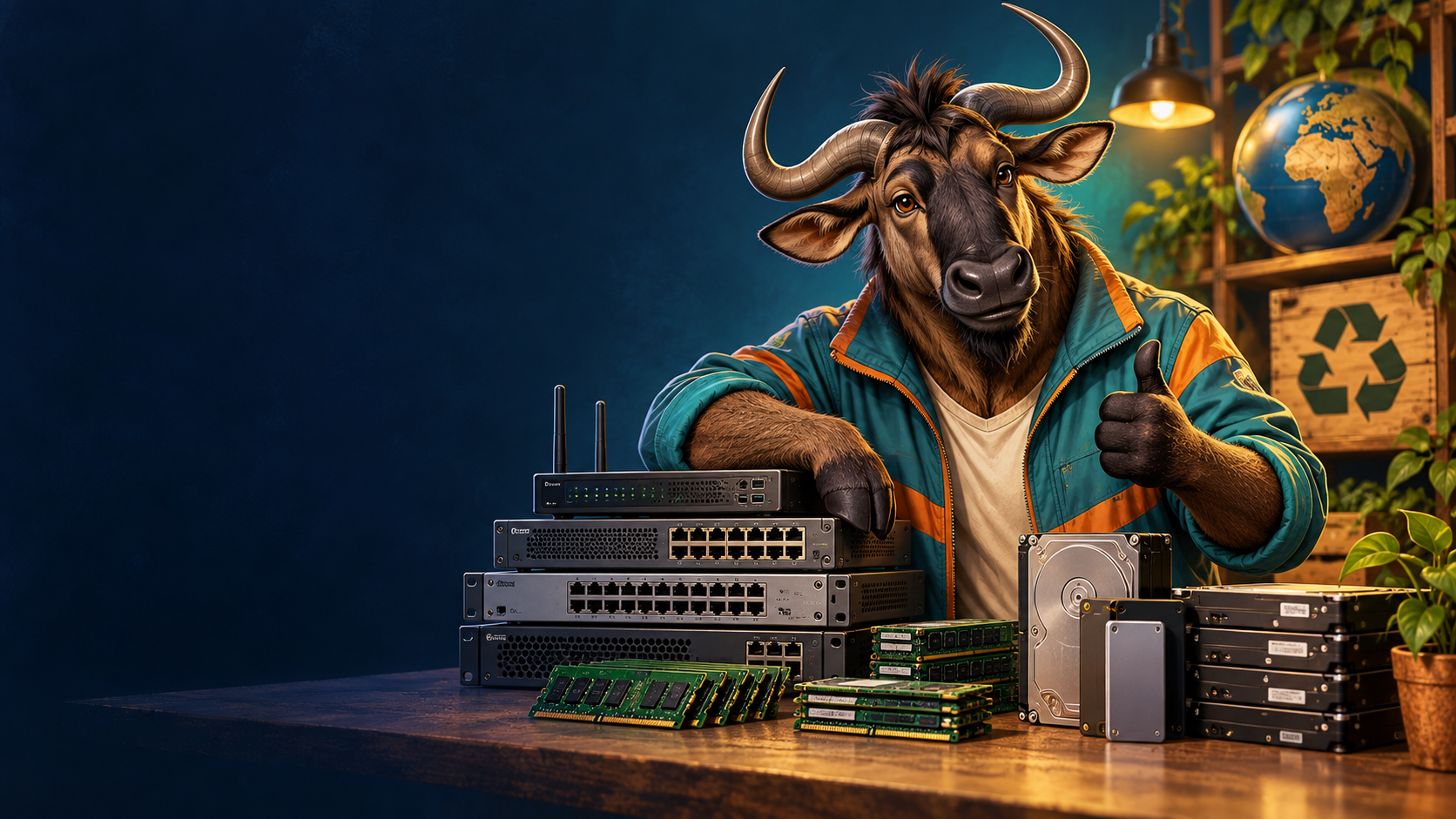 Gnu-themed Networking, Storage & Memory illustration