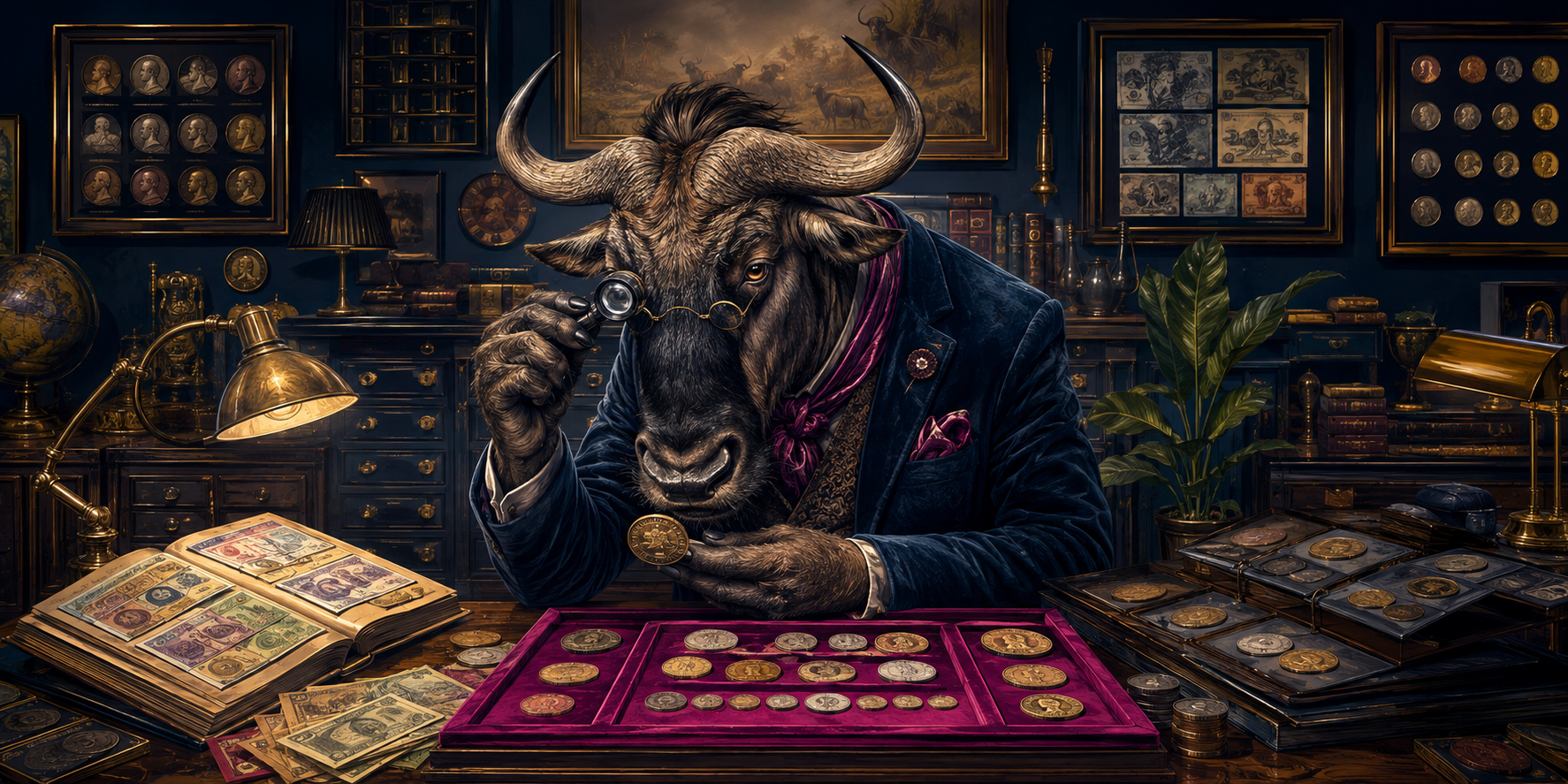 Original gnu collector illustration for Gnumismatist