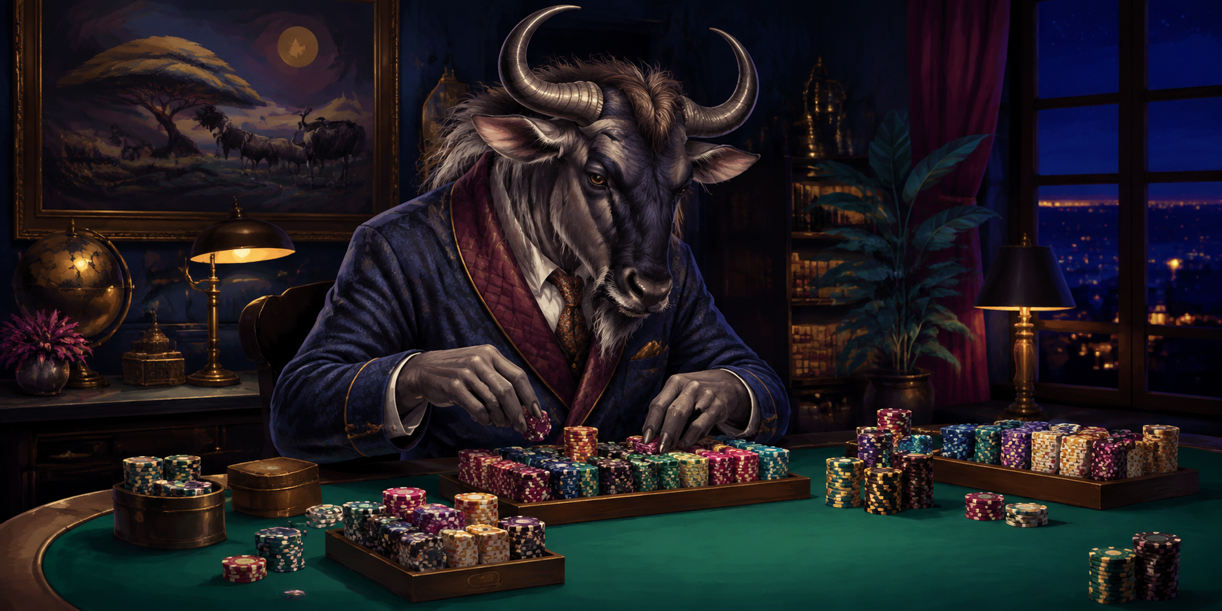 Illustrated gnu collector: Gnu Poker Chips & Gaming Tokens