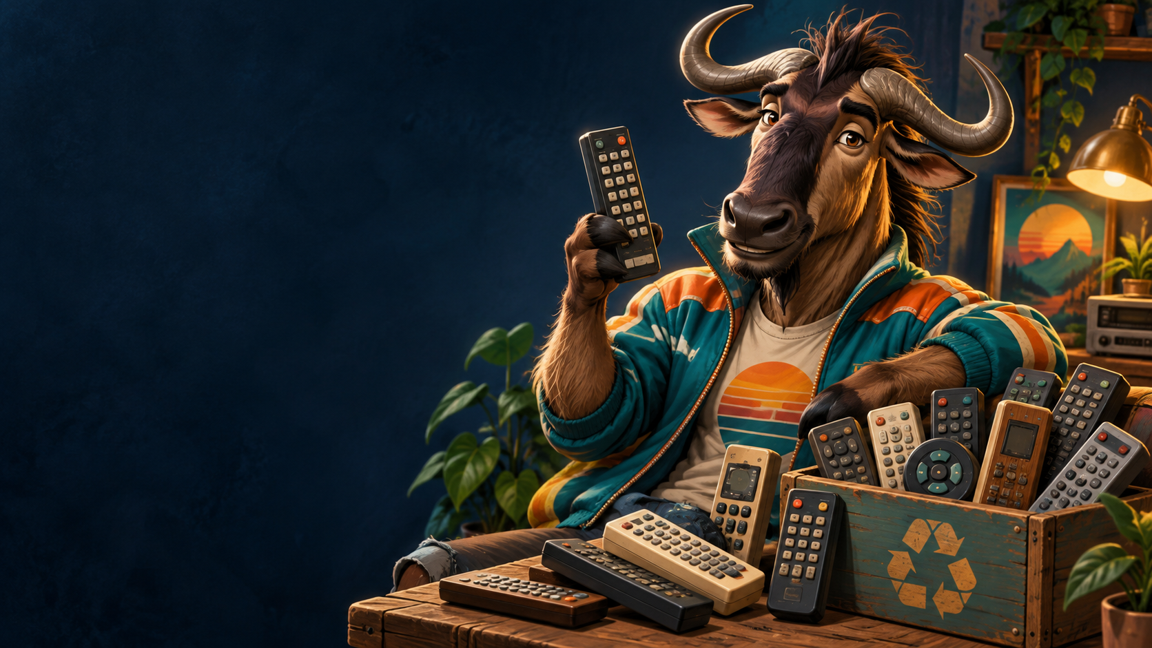 Gnu-themed Lost Remote Control illustration