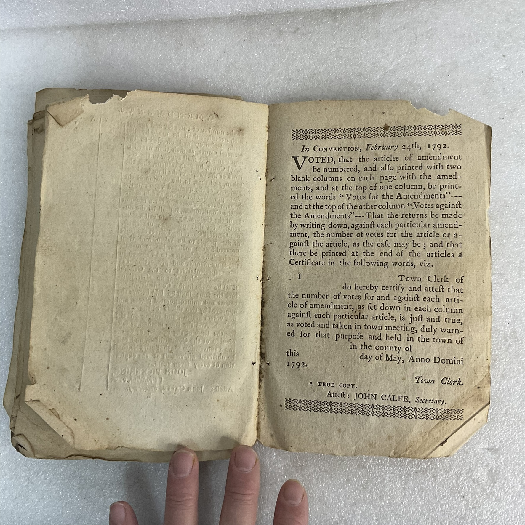 Convention text, February 24, 1792 from the 1792 New Hampshire constitutional amendments printing