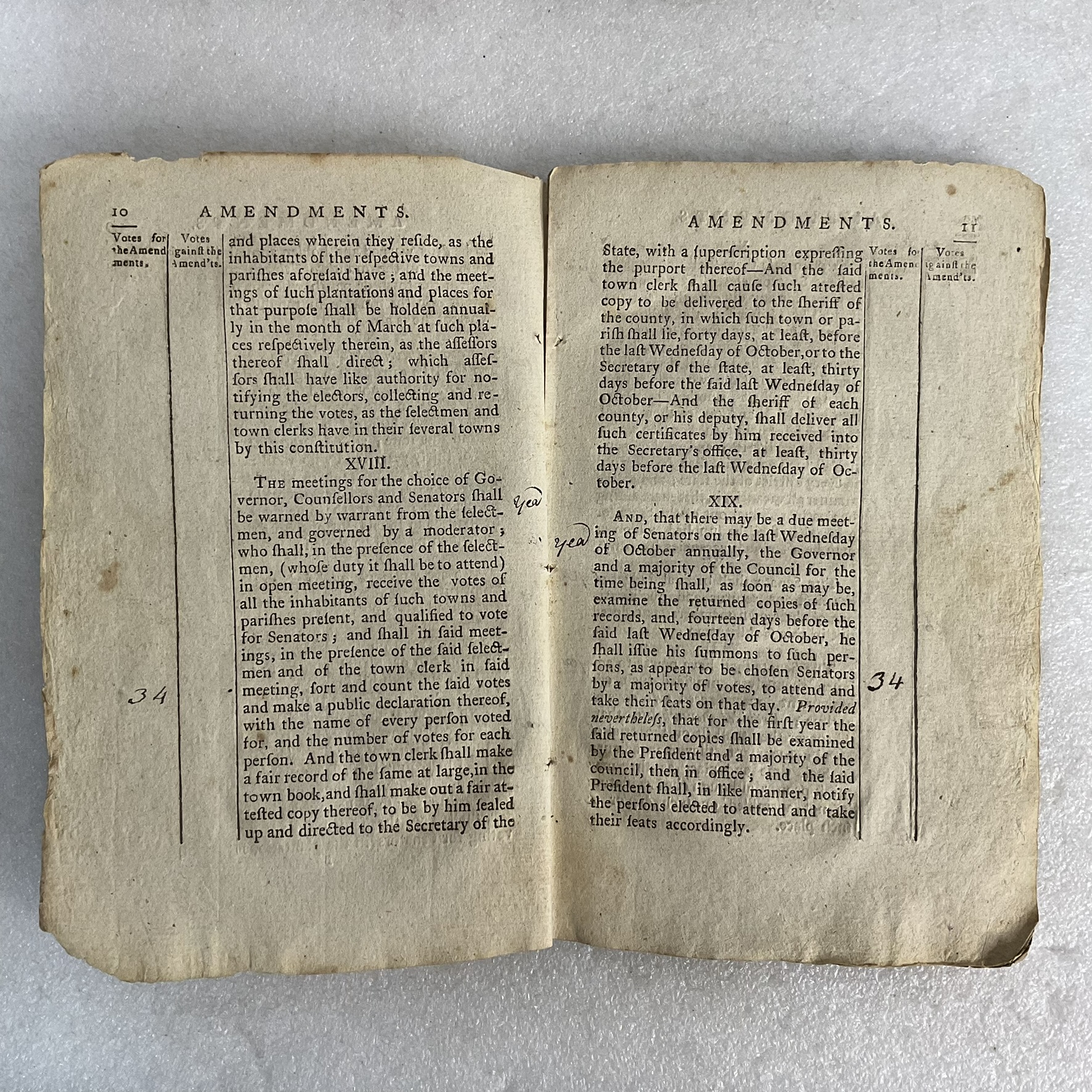 Pages 10–11 from the 1792 New Hampshire constitutional amendments printing