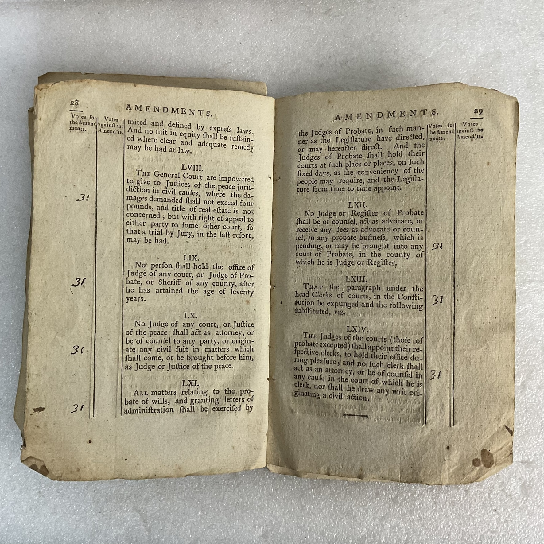 Pages 28–29 from the 1792 New Hampshire constitutional amendments printing