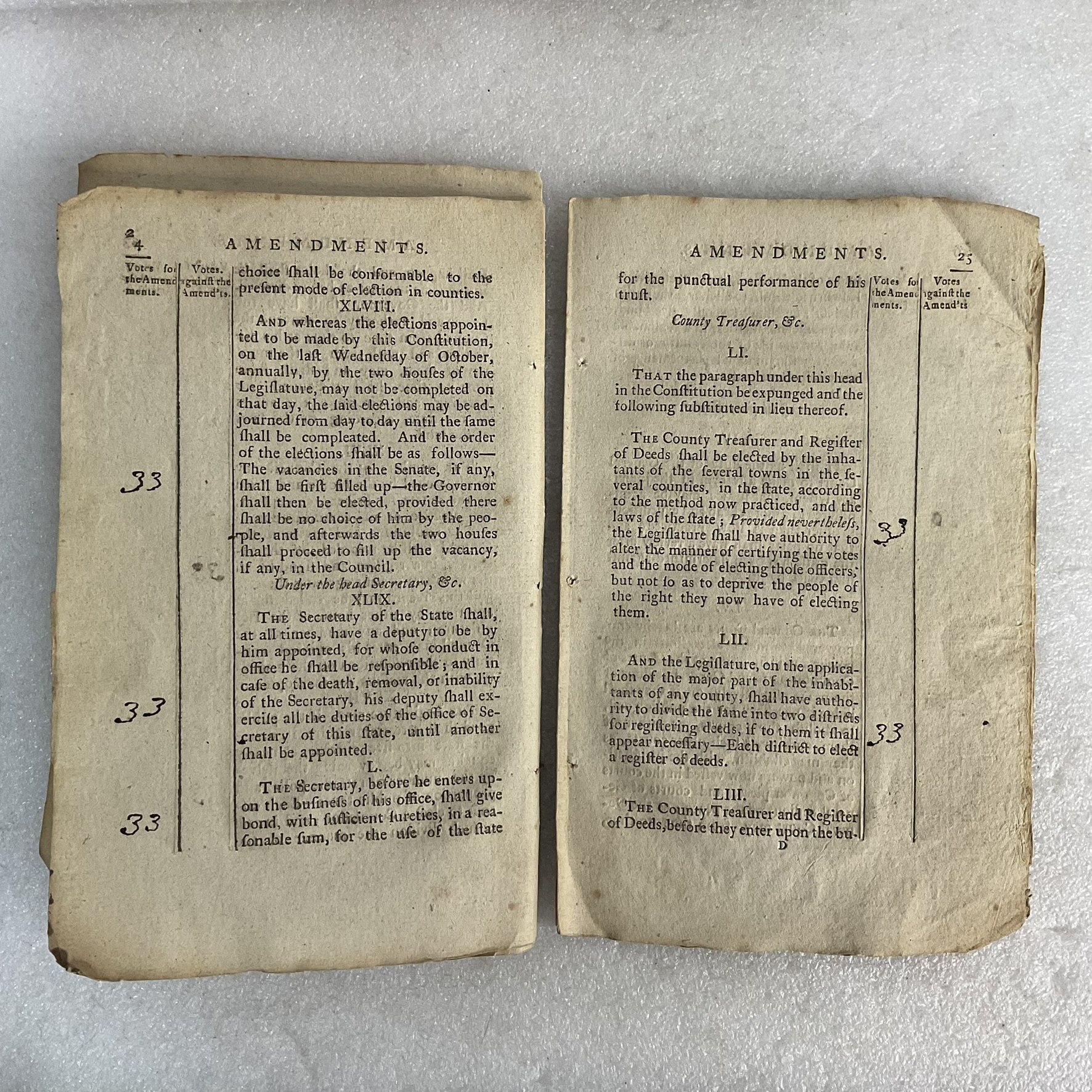 Pages 24–25 from the 1792 New Hampshire constitutional amendments printing