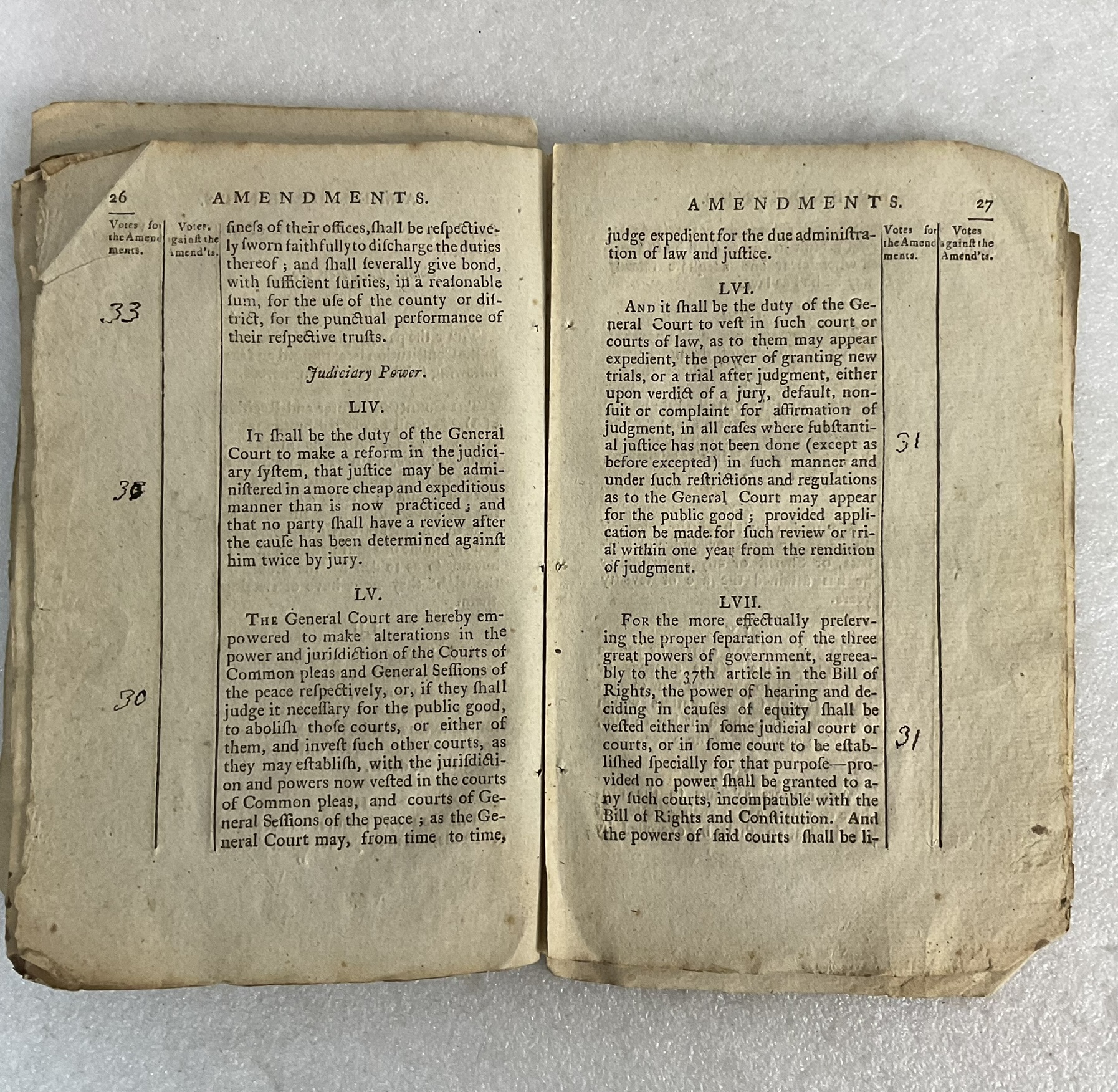 Pages 26–27 from the 1792 New Hampshire constitutional amendments printing