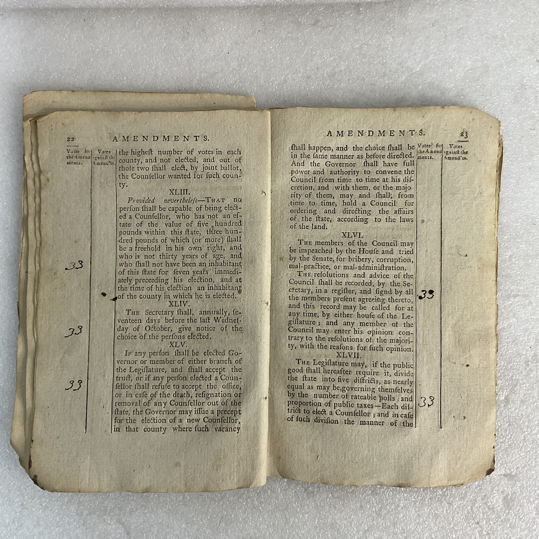 Pages 22–23 from the 1792 New Hampshire constitutional amendments printing