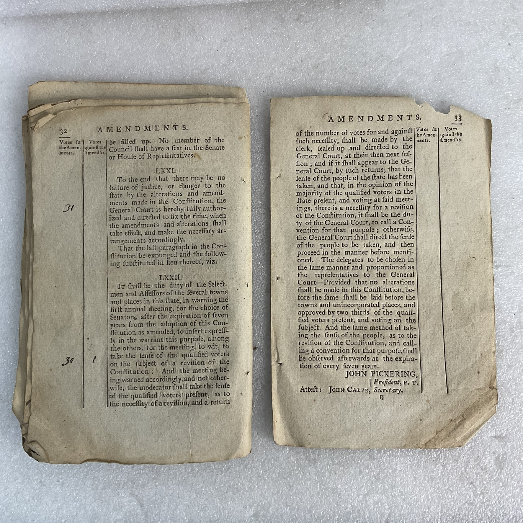 Pages 32–33 from the 1792 New Hampshire constitutional amendments printing