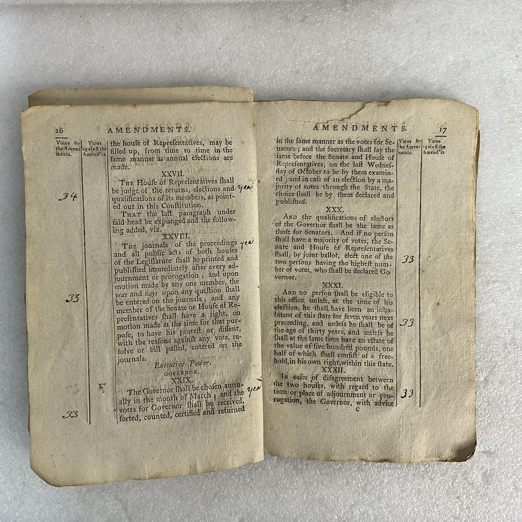 Pages 16–17 from the 1792 New Hampshire constitutional amendments printing