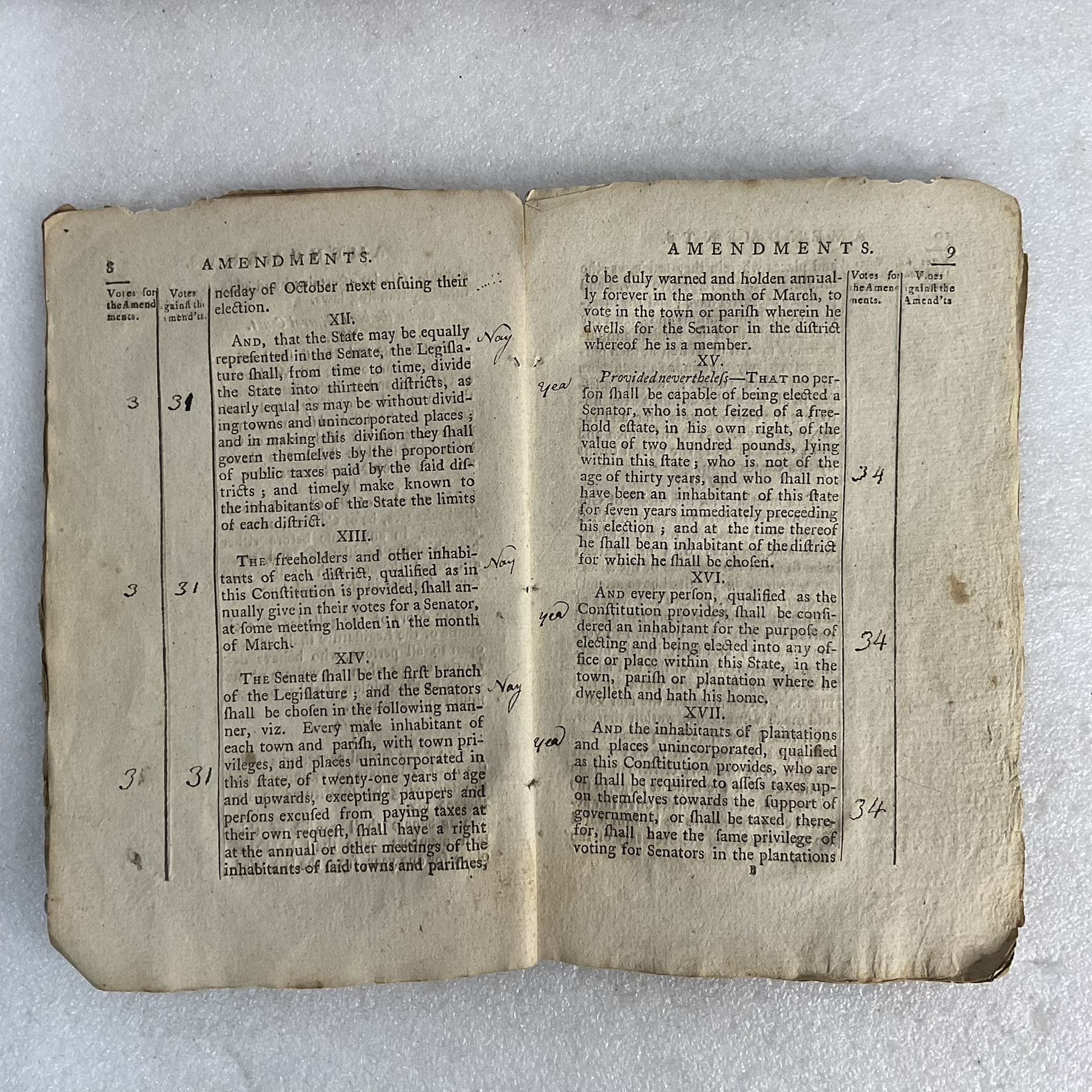 Pages 8–9 from the 1792 New Hampshire constitutional amendments printing