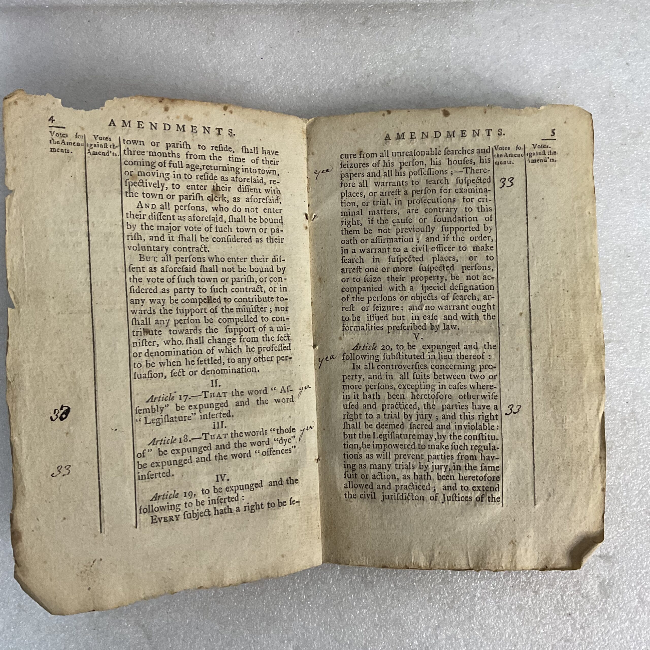 Pages 4–5 from the 1792 New Hampshire constitutional amendments printing